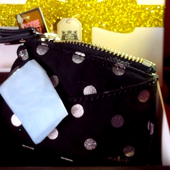 Juicy Holidays ✨ SILVER Polka Dot Suede Leather Wa - Picture 7 of 13